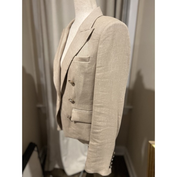 Veronica Beard Women's Blazer Linen Blend Size‎ 8 Tan - Picture 2 of 8